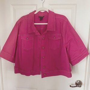 Hot Pink Denim Jacket from Lane Bryant, women's plus size 24, EUC